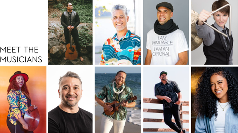 Headshots of musicians with text "Meet the Musicians"