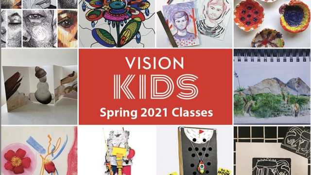 Vision Kids in white text on a red background. 