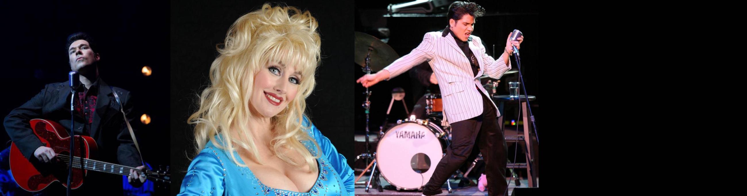 performers Johnny Cash, Elvis and Dolly Parton
