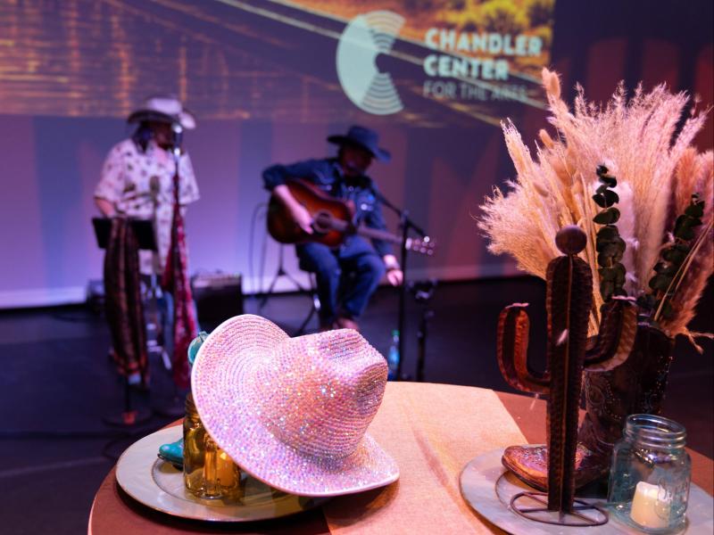 The Blindside Duo plays behind a western centerpiece