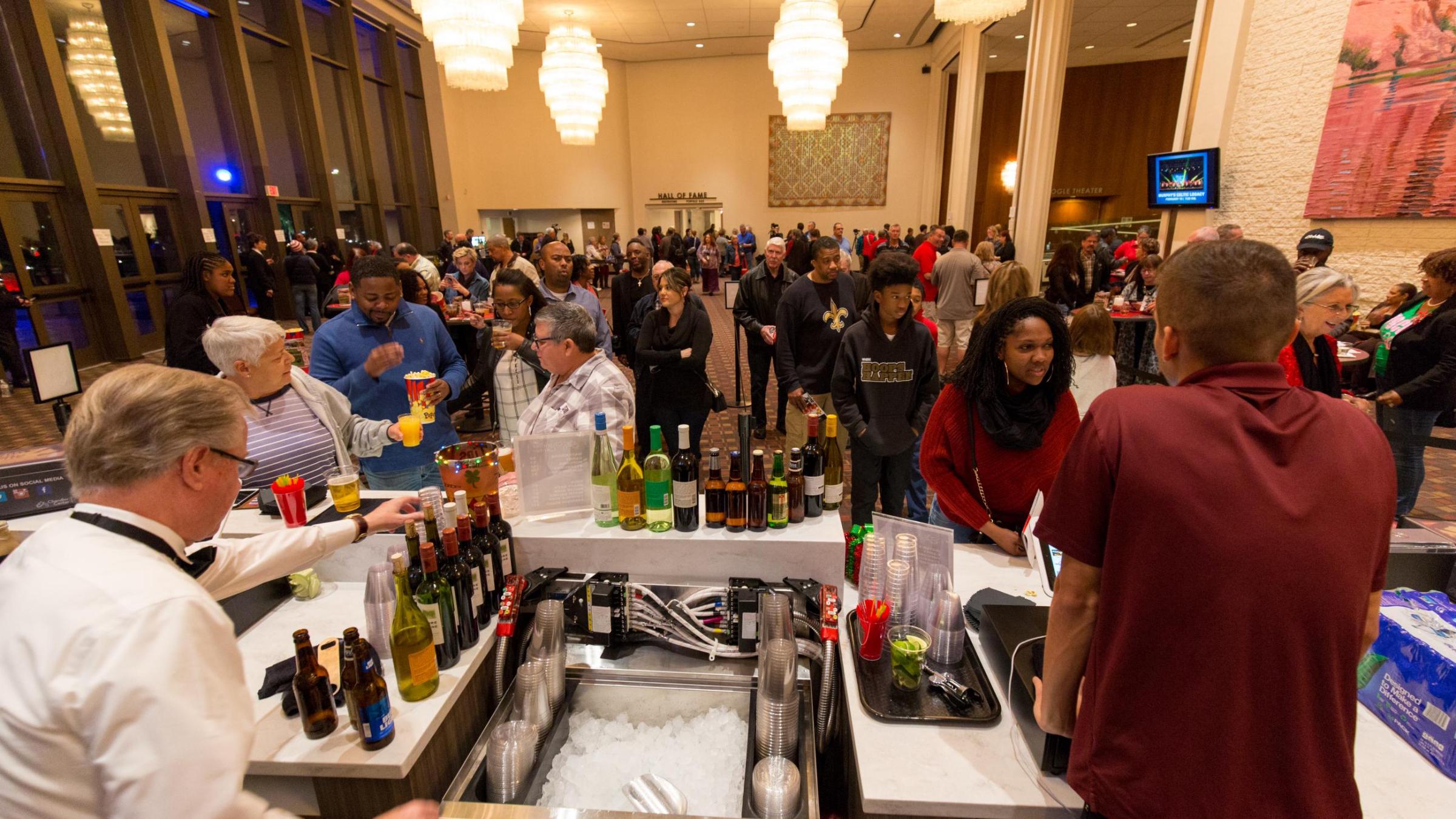 Foyer reception with interns and employees